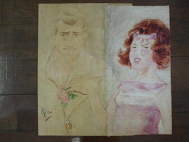 Caricatura de Francisco (Baby) Pignatary e a Princesa Ira de Furstemberg